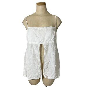 Sabo tank top women's 6 white open panel tank top back zip lace trim 100% cotton